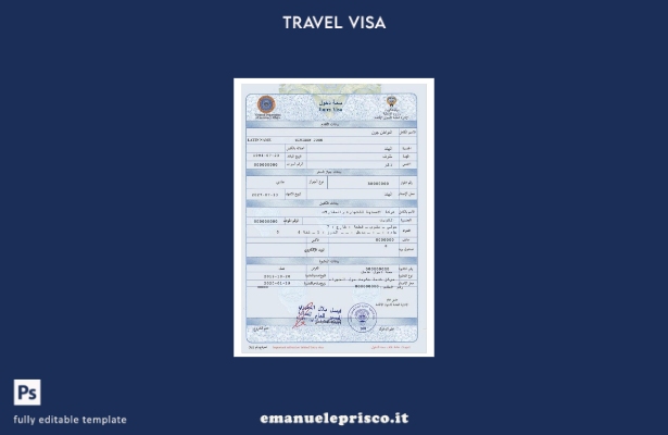 modello di visto d'ingresso in Kuwait in stile verificato